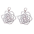 Fashion Hand Crochet Natural Crystal Stone Rose Statement Earrings